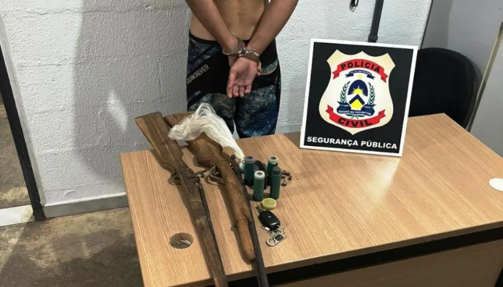Em Paraíso do Tocantins, Polícia Civil apreende armas de fogo e prende jovem durante cumprimento de mandado