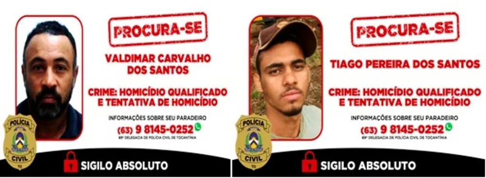 Polícia Civil procura pai e filho suspeitos de homicídio e tentativa de homicídio em Tocantínia